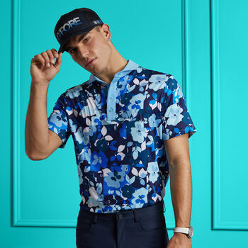 PATCHWORK FLORAL TECH JERSEY POLO