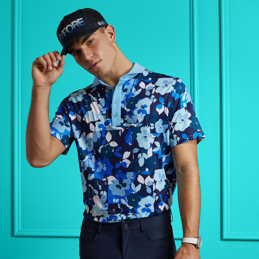 PATCHWORK FLORAL TECH JERSEY POLO image number 2