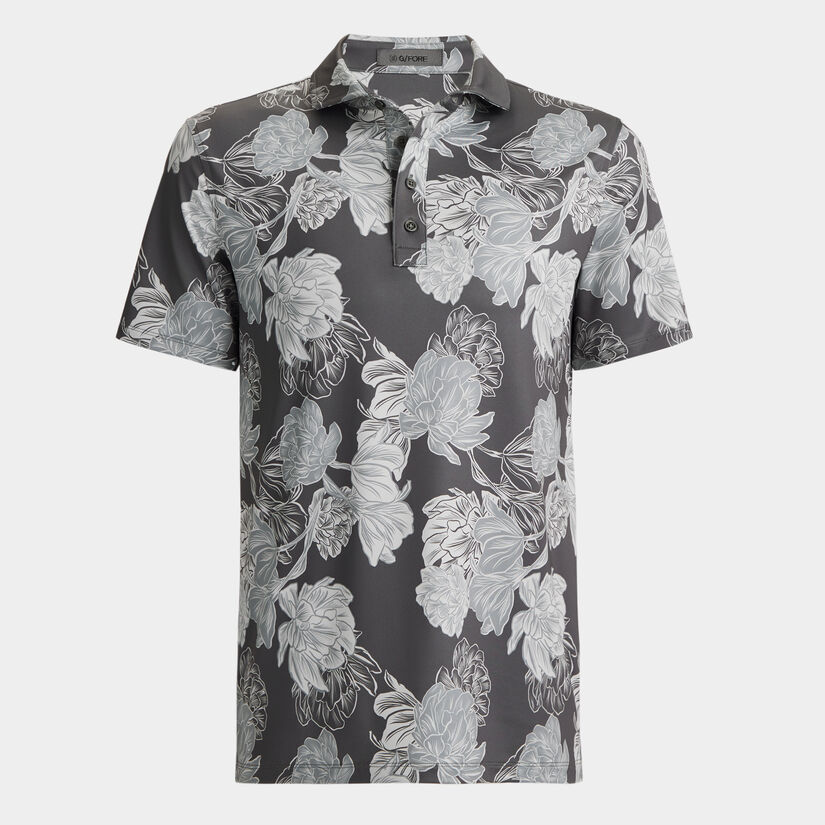 STAMPED FLORAL TECH JERSEY POLO image number 1