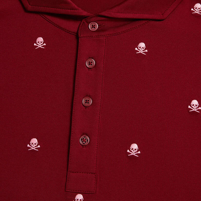EMBROIDERED SKULL & TEES TECH JERSEY MODERN SPREAD COLLAR POLO image number 5