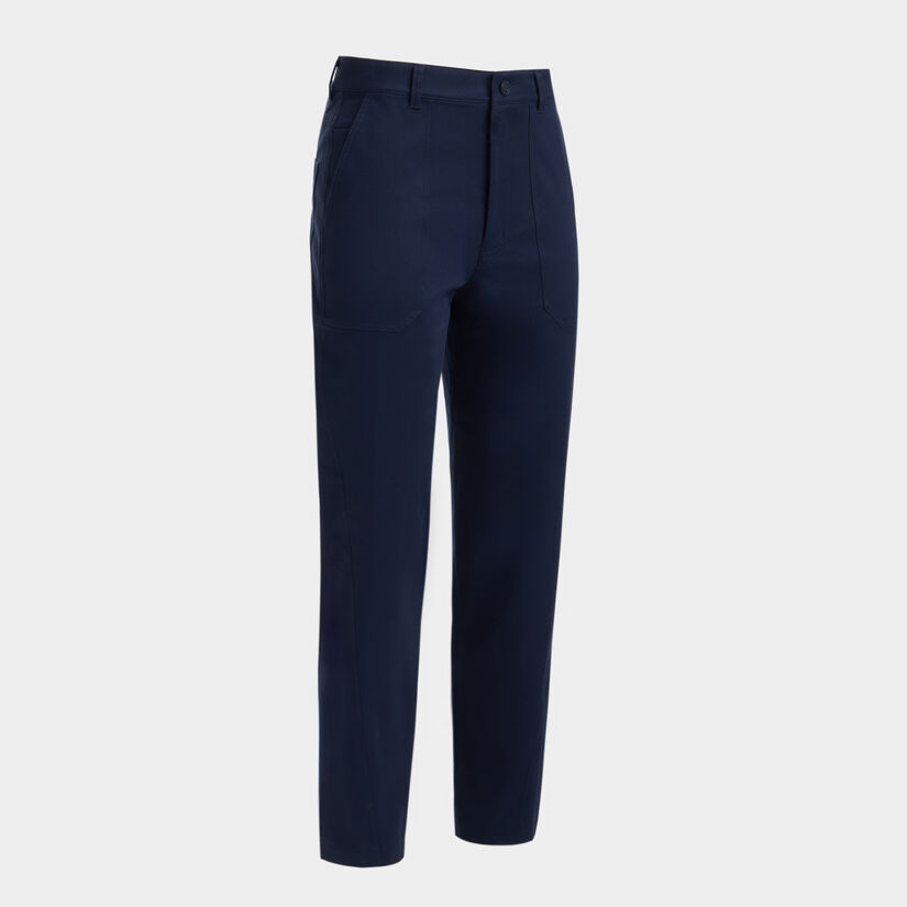 COTTON TWILL HIGH RISE STRAIGHT TAPERED LEG TROUSER image number 1