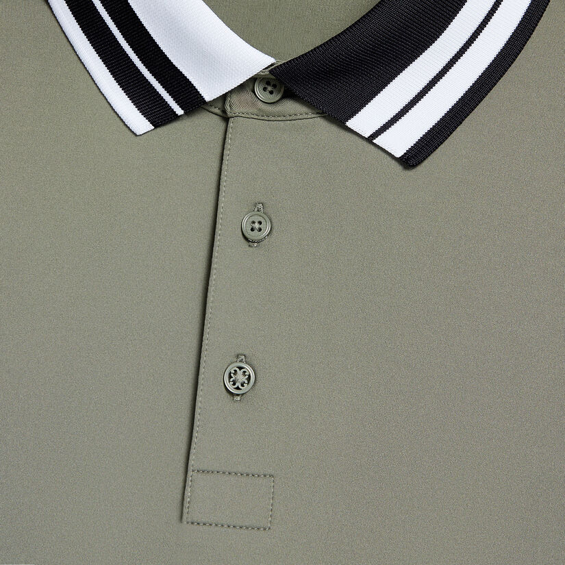 CONTRAST STRIPED COLLAR TECH JERSEY BANDED SLEEVE POLO image number 5