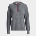 WAFFLE STITCH MERINO WOOL HOODED QUARTER ZIP SWEATER image number 1