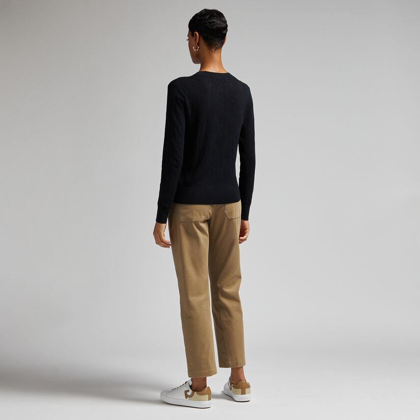 COTTON TWILL HIGH RISE STRAIGHT TAPERED LEG TROUSER image number 4