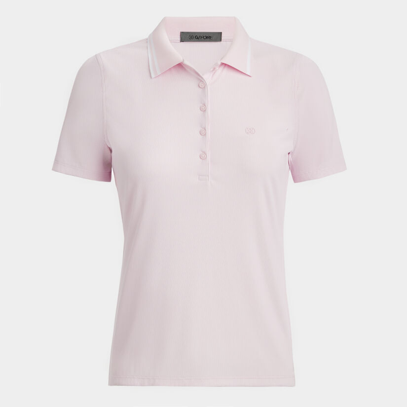 CONTRAST COLLAR RIBBED TECH NYLON POLO image number 1