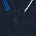 CONTRAST STRIPE COTTON BLEND RIBBED LONG SLEEVE KNIT POLO image number 5