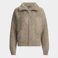 FUNNEL NECK BRUSHED CASHMERE FULL ZIP SWEATER image number 1