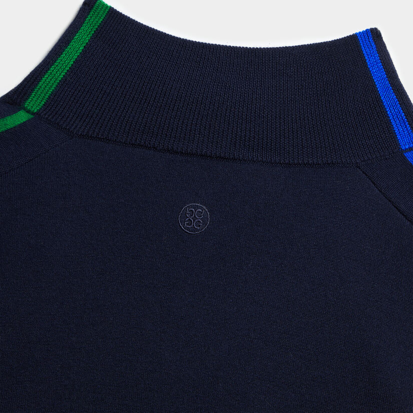 MERINO WOOL CONTRAST STRIPE QUARTER ZIP SWEATER image number 5