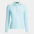 CONTRAST COLLAR RIBBED TECH NYLON LONG SLEEVE POLO image number 1