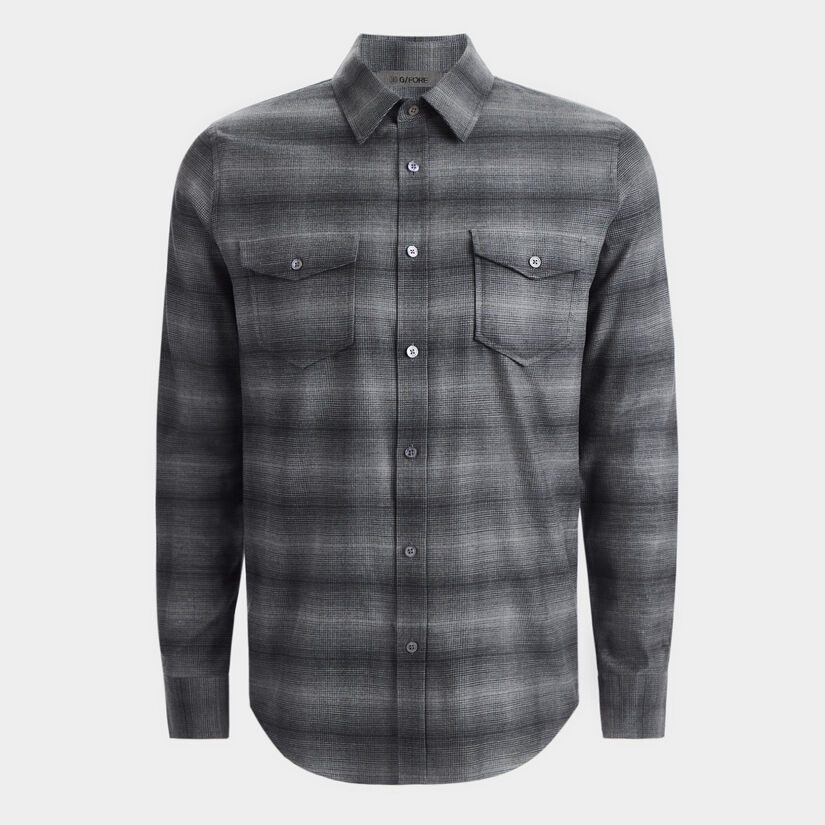 SHADOW PLAID BRUSHED WOVEN SHIRT image number 2