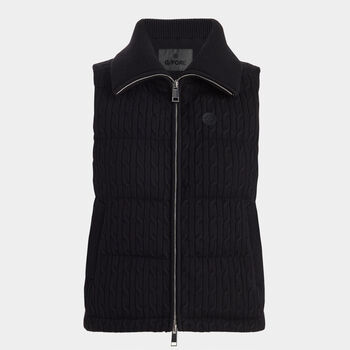 CABLE KNIT WOOL BLEND DOWN PUFFER VEST