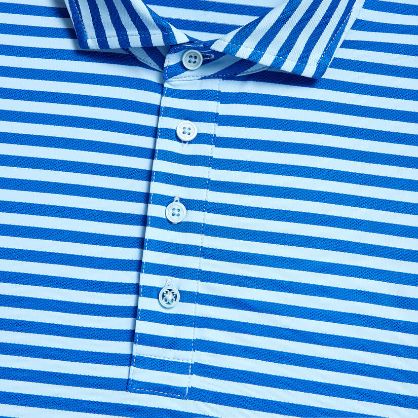 PERFORATED STRIPE TECH JERSEY MODERN SPREAD COLLAR POLO image number 5
