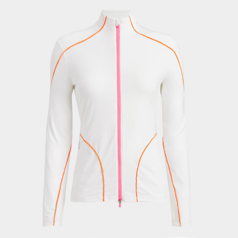 CONTRAST PIPING SILKY TECH NYLON FULL ZIP LAYER image number 1