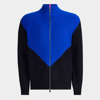 COLOURBLOCK MERINO WOOL FULL ZIP SWEATER JACKET