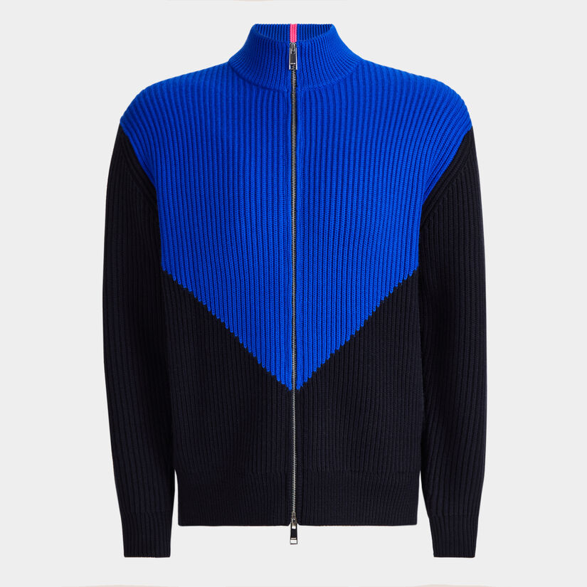 COLOURBLOCK MERINO WOOL FULL ZIP SWEATER JACKET image number 1