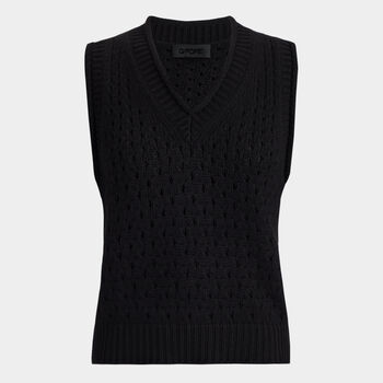 POINTELLE STITCH WOOL CASHMERE V NECK VEST