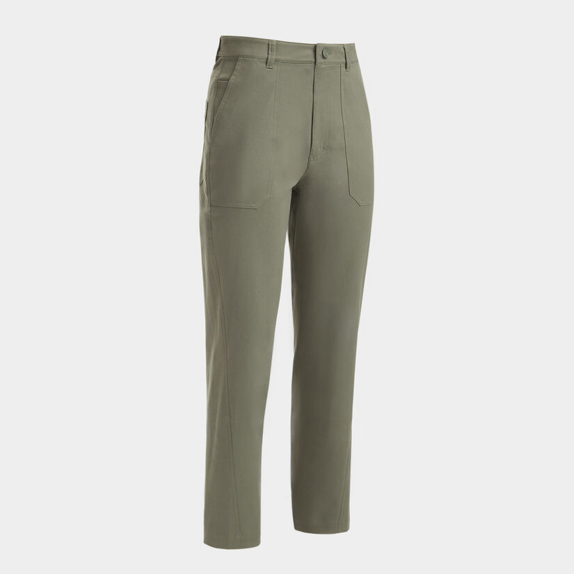 COTTON TWILL HIGH RISE STRAIGHT TAPERED LEG TROUSER image number 1