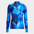 BOKEH CAMO TECH JERSEY RUCHED QUARTER ZIP PULLOVER image number 1