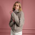 FUNNEL NECK BRUSHED CASHMERE FULL ZIP SWEATER image number 2