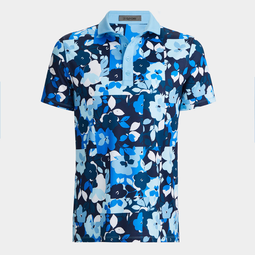 PATCHWORK FLORAL TECH JERSEY POLO image number 1