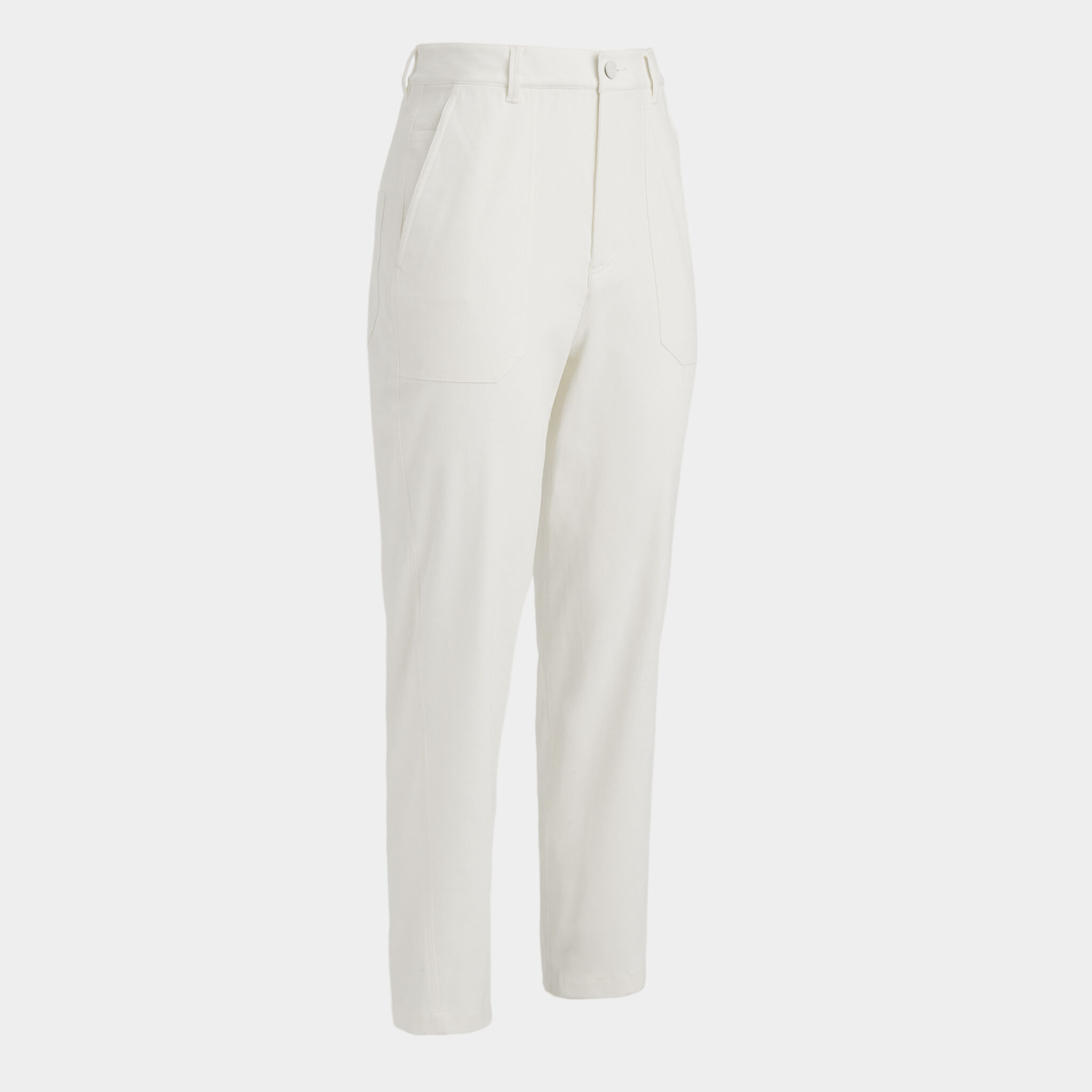 COTTON TWILL HIGH RISE STRAIGHT TAPERED LEG TROUSER | WOMEN'S 