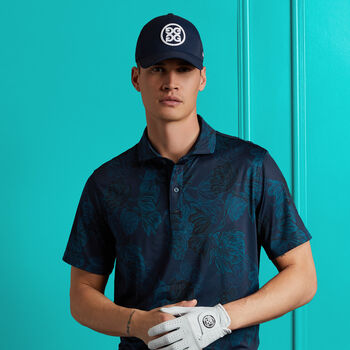 STAMPED FLORAL TECH JERSEY POLO