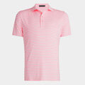 PERFORATED STRIPE TECH JERSEY MODERN SPREAD COLLAR POLO image number 1