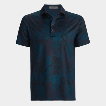 STAMPED FLORAL TECH JERSEY POLO