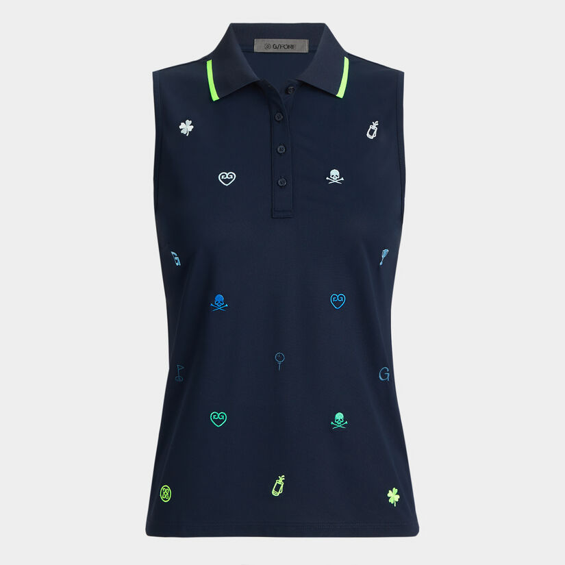 EMBROIDERED ICON TECH PIQUÉ SLEEVELESS POLO image number 1