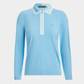 COLOUR BLOCK SILKY TECH NYLON QUARTER ZIP POLO image number 1