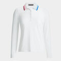 PLEATED CONTRAST COLLAR SILKY TECH NYLON LONG SLEEVE POLO image number 1